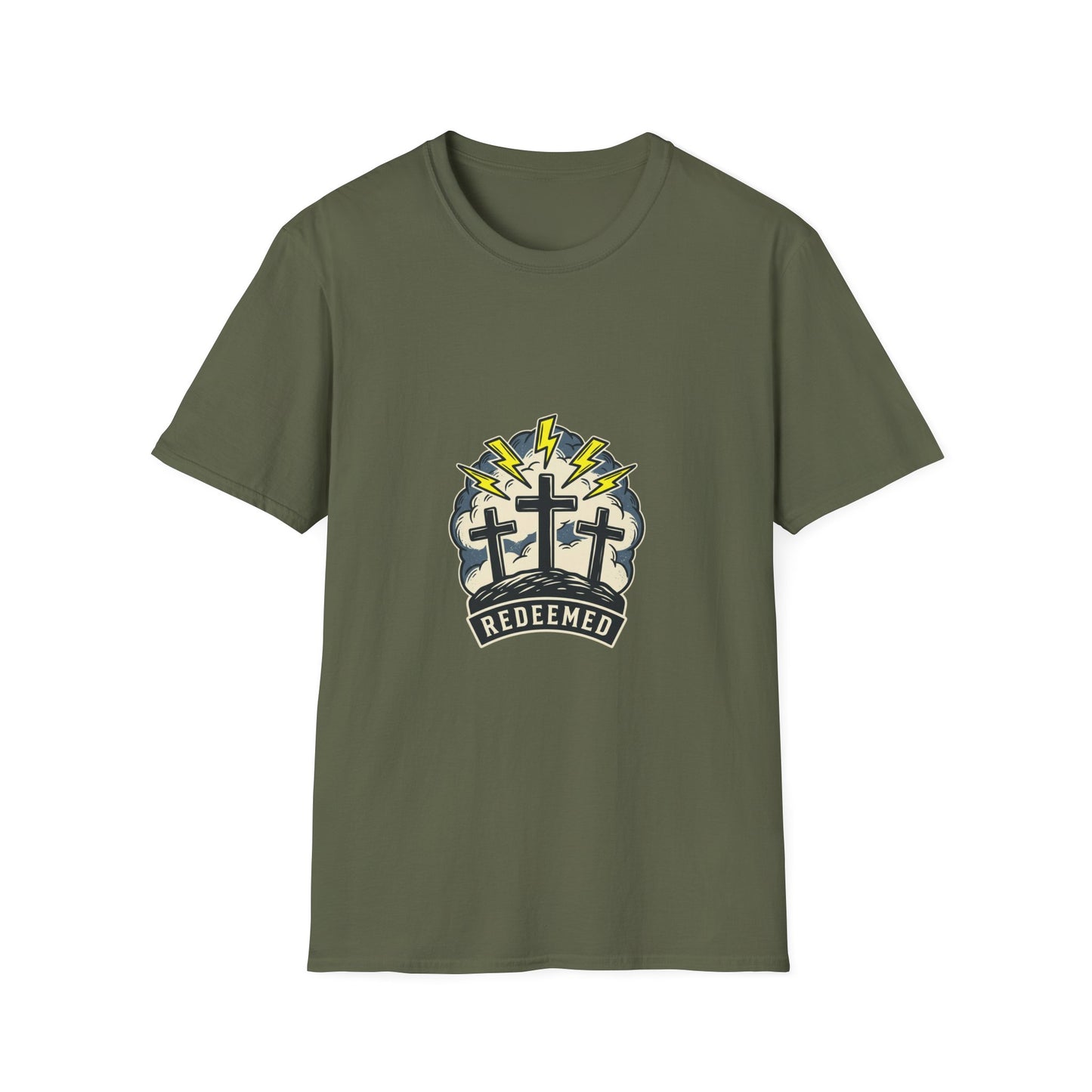 Redeemed Crosses T-Shirt | Lightning Rays Christian Faith Tee