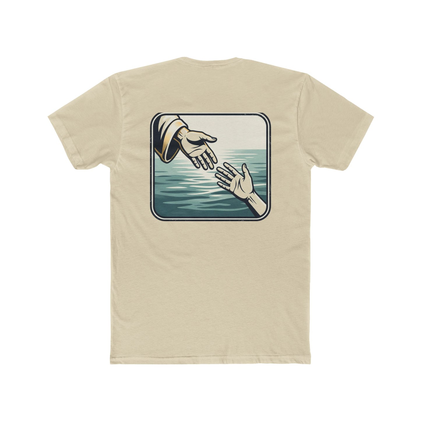 Christian Scripture Tee — Lamentations 3:33 "For he does not willingly bring affliction or grief to anyone" — Rescue Hands Graphic