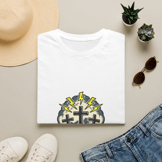 Redeemed Crosses T-Shirt | Lightning Rays Christian Faith Tee