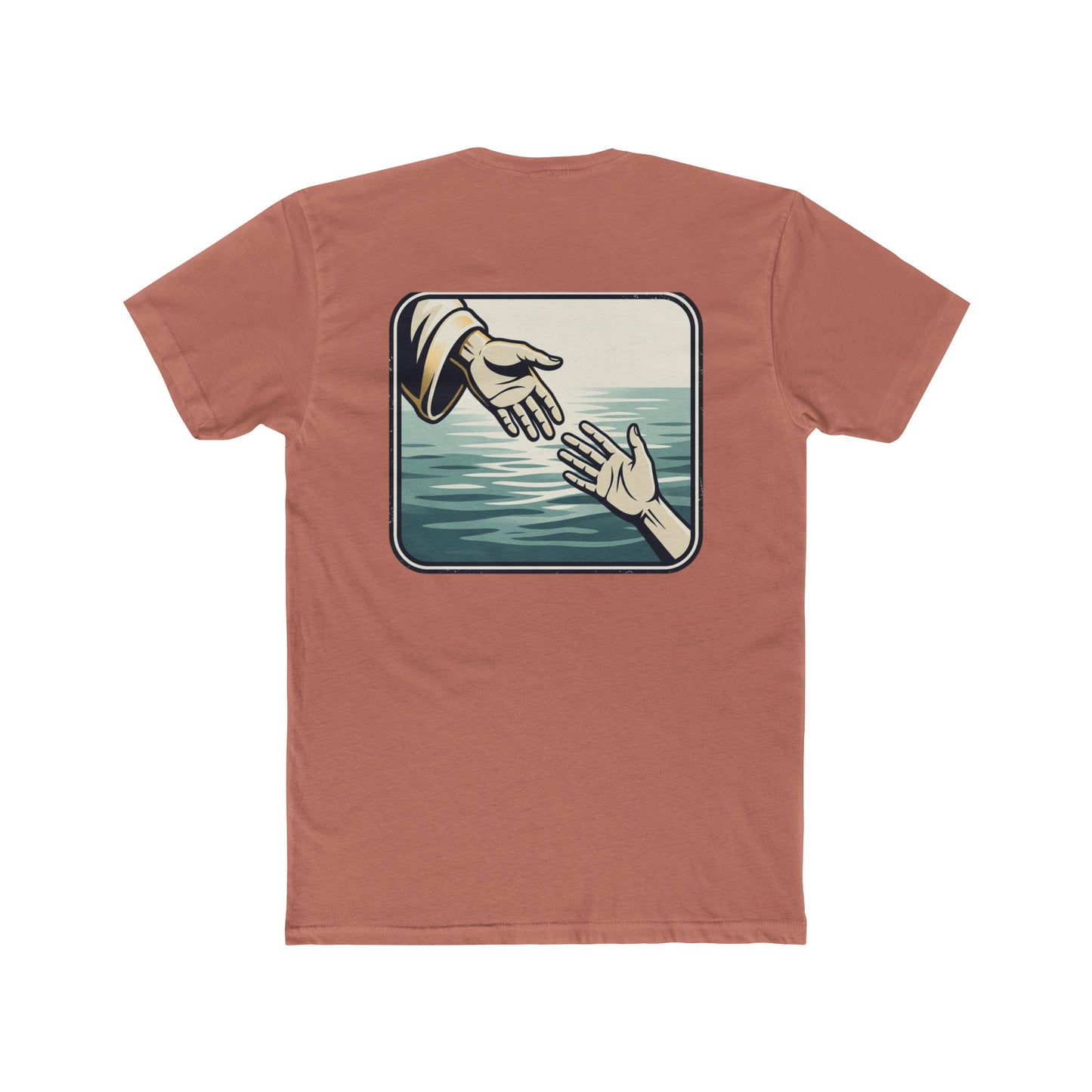 Christian Scripture Tee — Lamentations 3:33 "For he does not willingly bring affliction or grief to anyone" — Rescue Hands Graphic