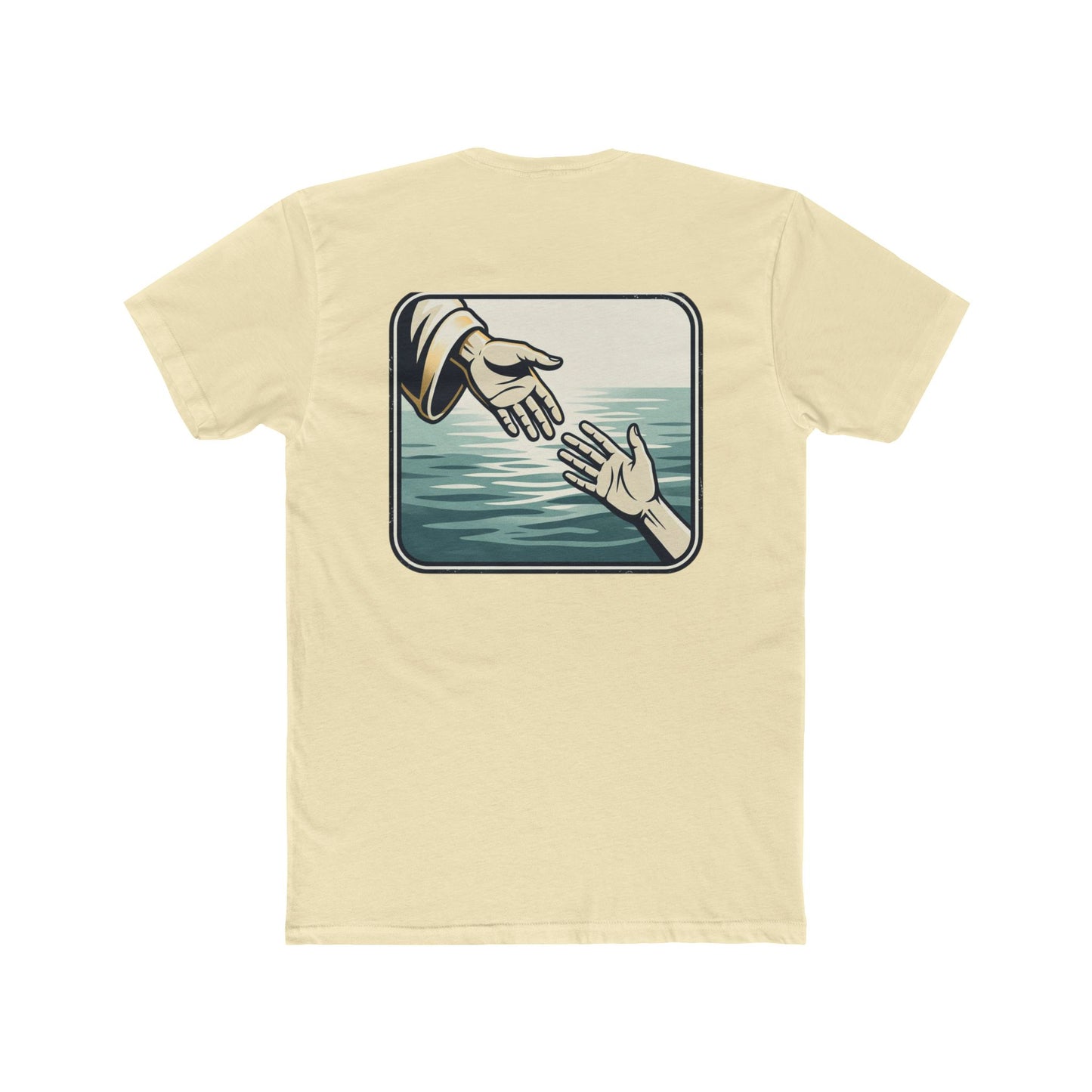 Christian Scripture Tee — Lamentations 3:33 "For he does not willingly bring affliction or grief to anyone" — Rescue Hands Graphic