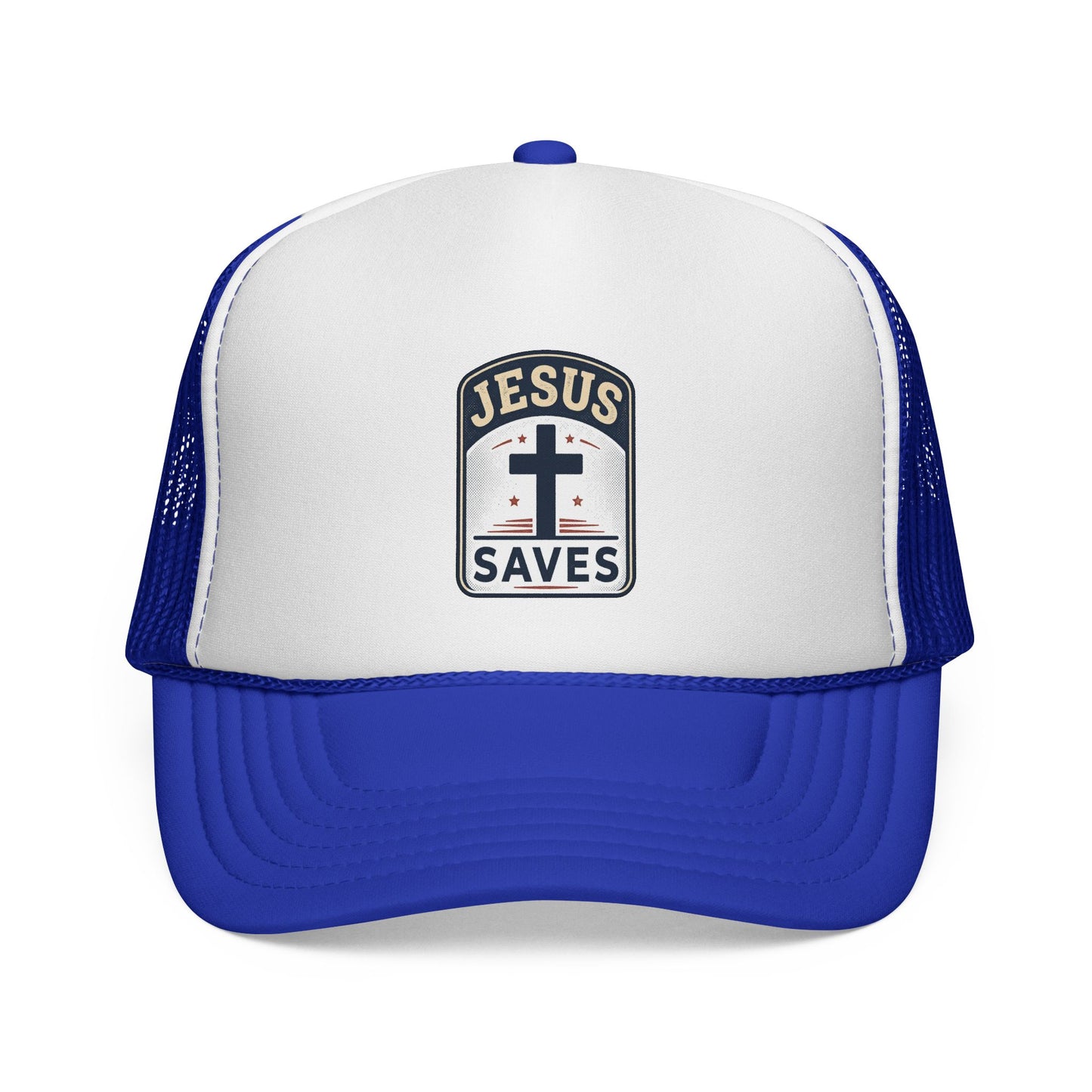 Jesus Saves Trucker Cap – Christian Mesh Hat with Cross Patch