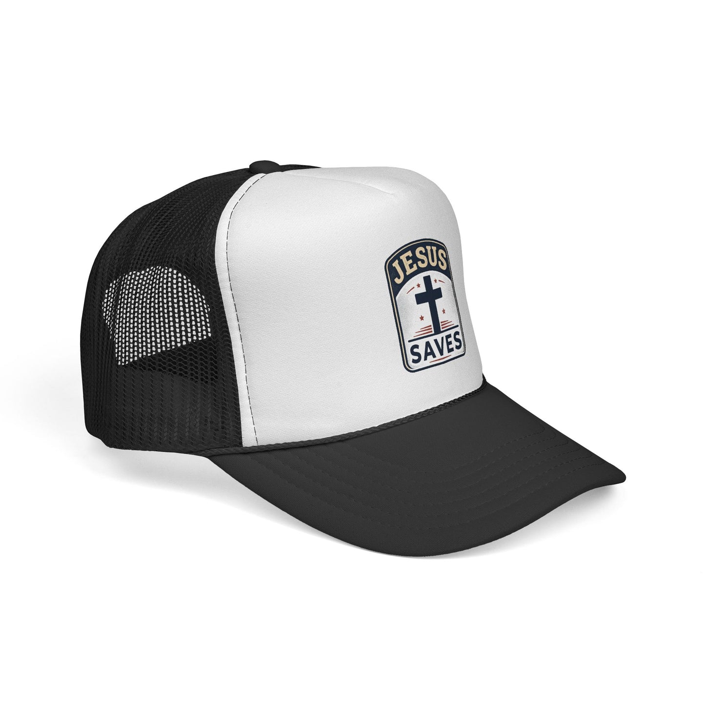 Jesus Saves Trucker Cap – Christian Mesh Hat with Cross Patch