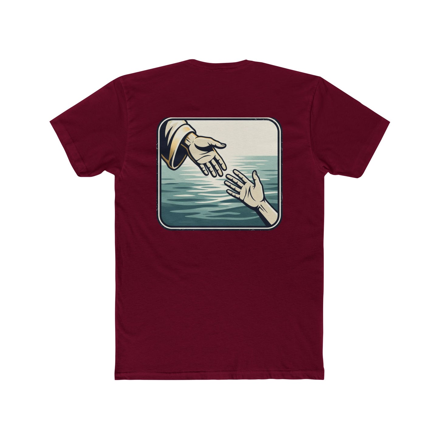 Christian Scripture Tee — Lamentations 3:33 "For he does not willingly bring affliction or grief to anyone" — Rescue Hands Graphic