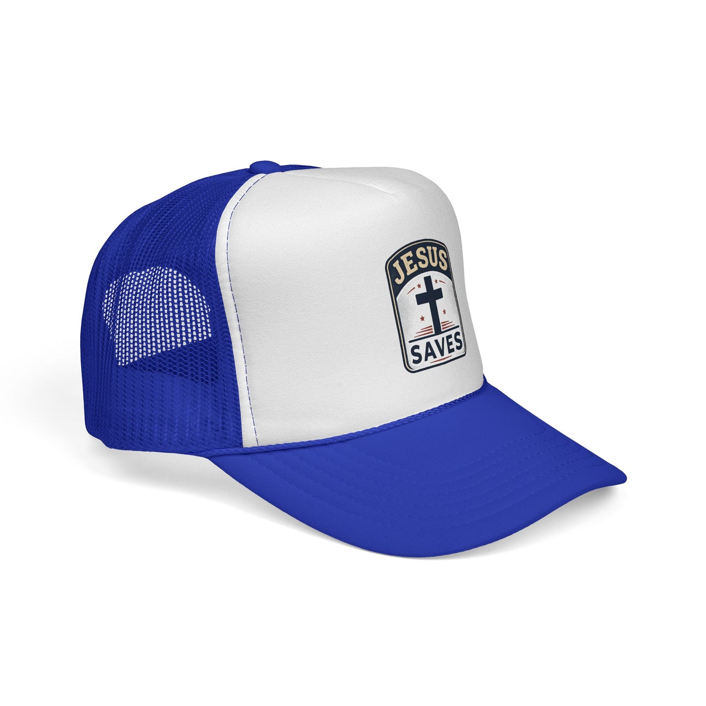Jesus Saves Trucker Cap – Christian Mesh Hat with Cross Patch