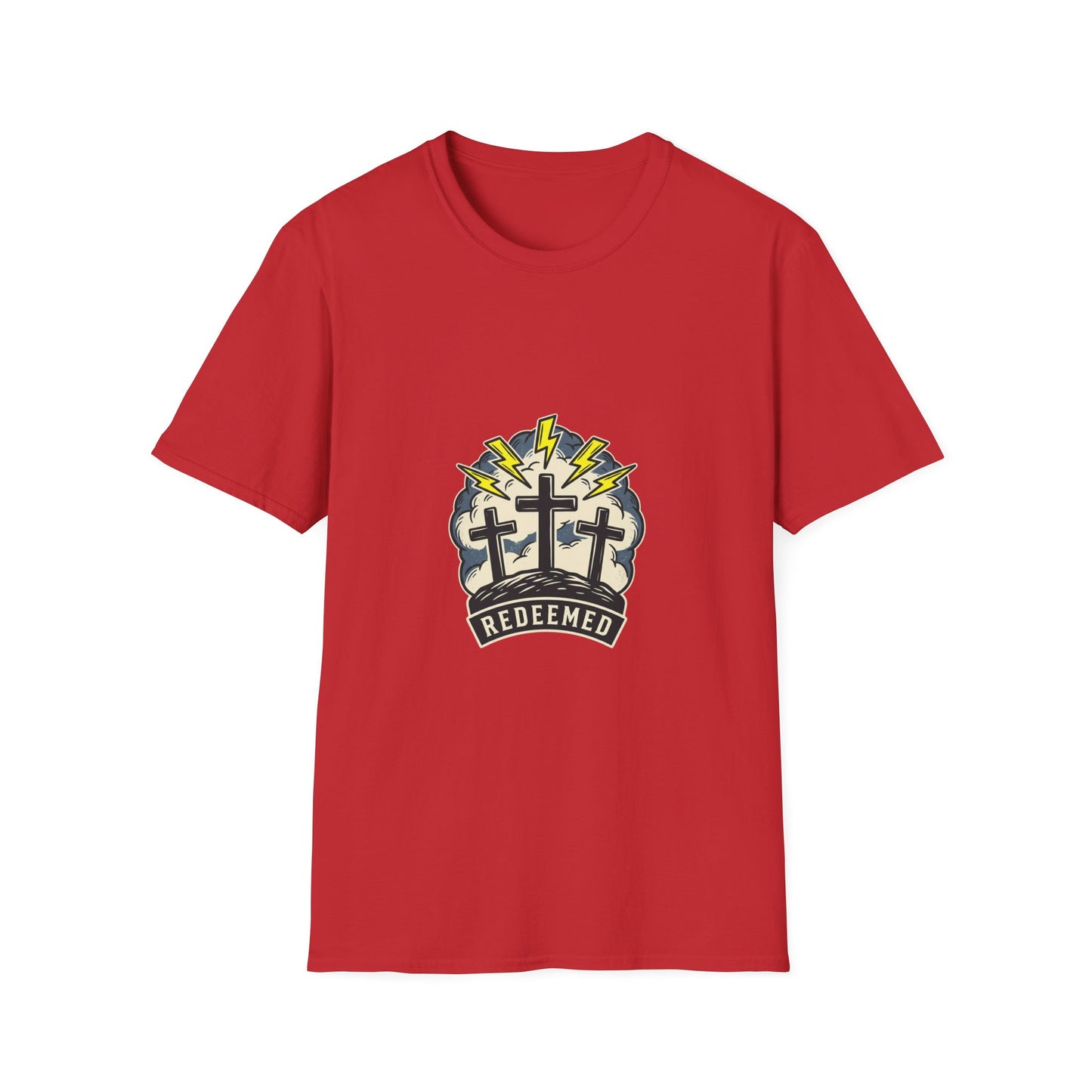 Redeemed Crosses T-Shirt | Lightning Rays Christian Faith Tee