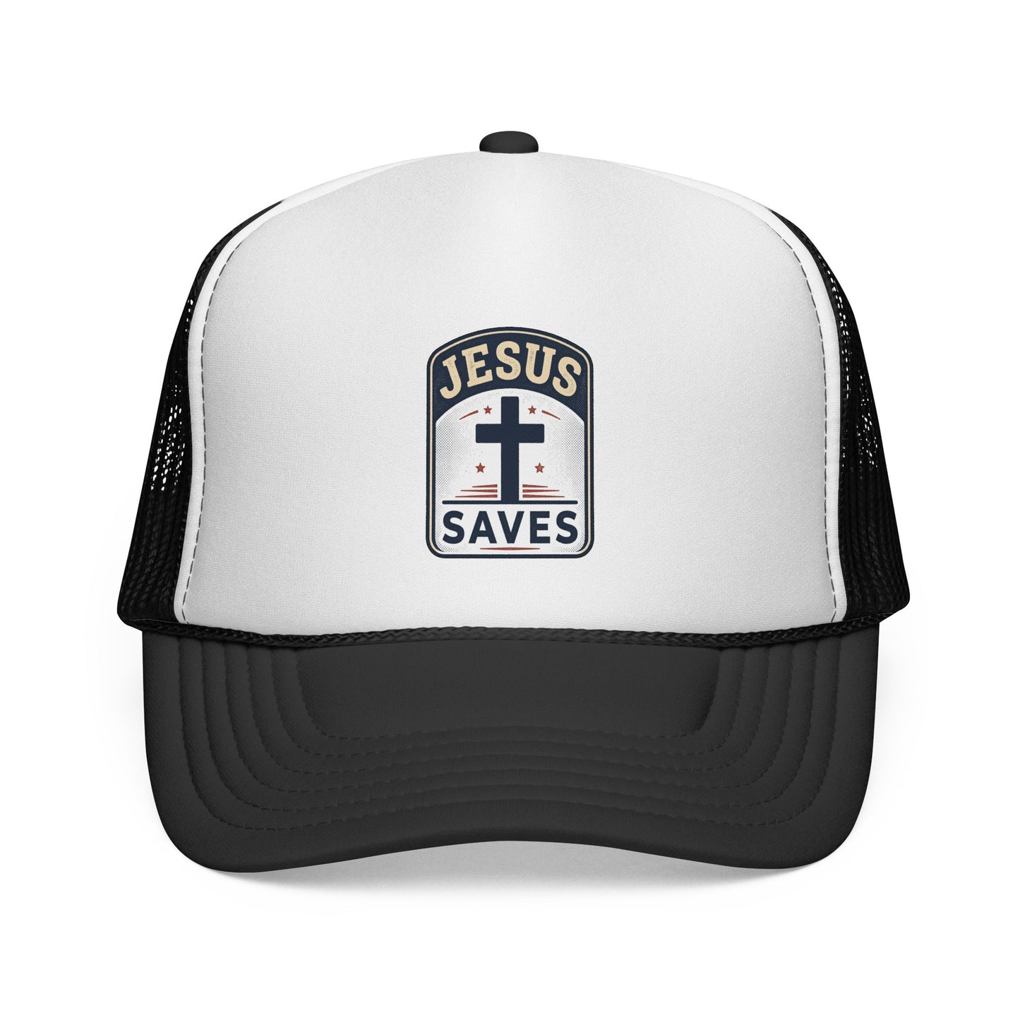 Jesus Saves Trucker Cap – Christian Mesh Hat with Cross Patch