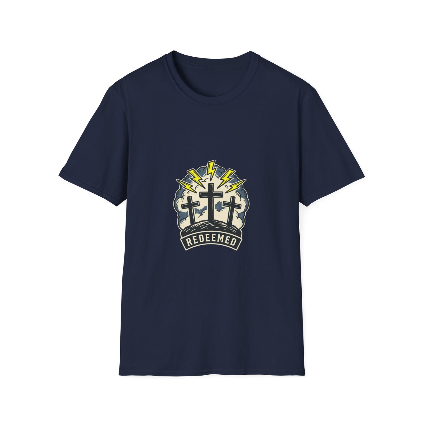 Redeemed Crosses T-Shirt | Lightning Rays Christian Faith Tee