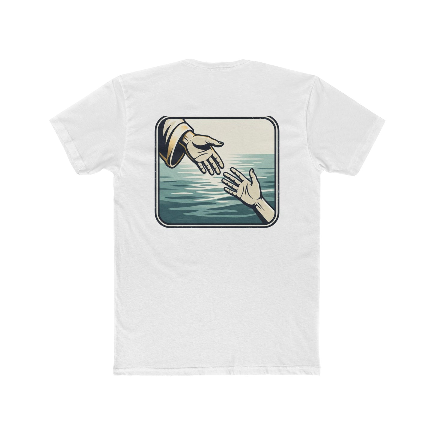 Christian Scripture Tee — Lamentations 3:33 "For he does not willingly bring affliction or grief to anyone" — Rescue Hands Graphic
