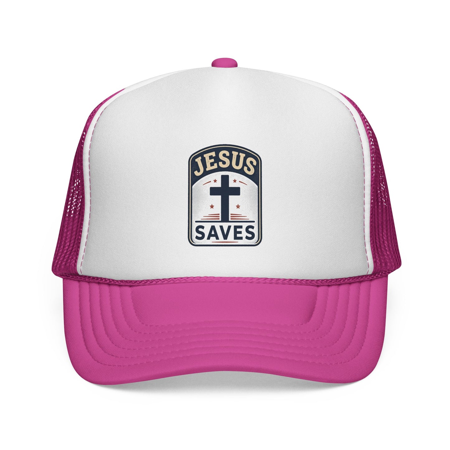 Jesus Saves Trucker Cap – Christian Mesh Hat with Cross Patch